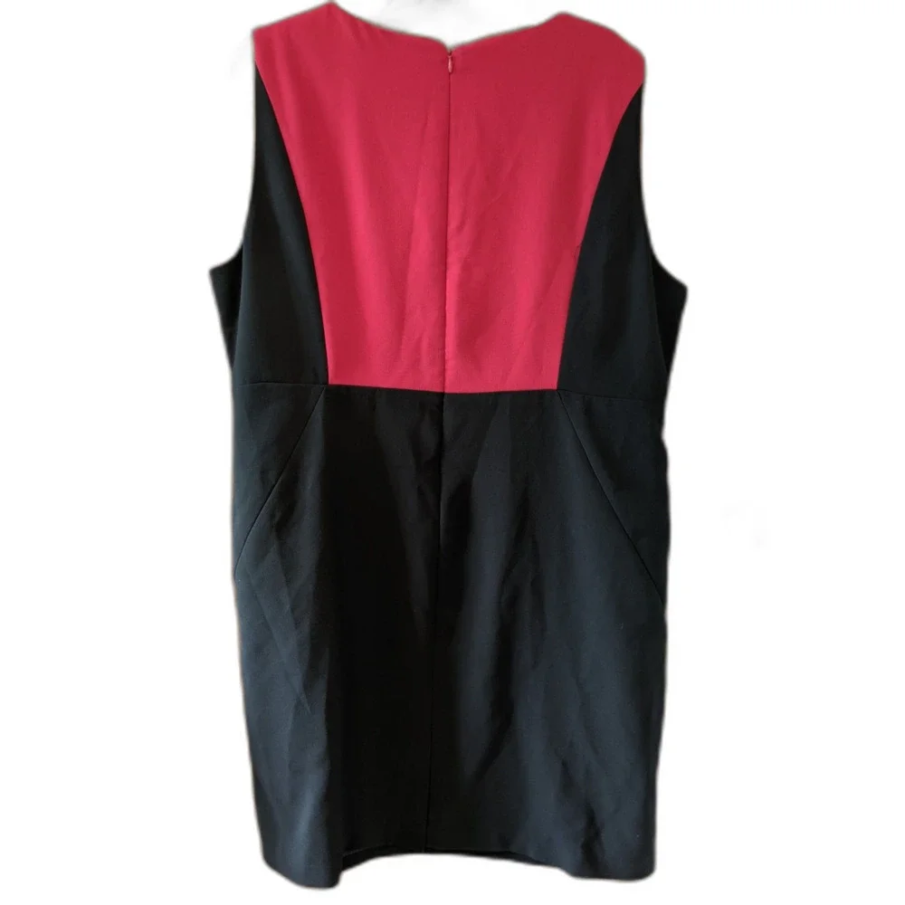 Calvin Klein Red Black Dress Keyhole Neckline Shift A Line Whimsygoth Sz 20